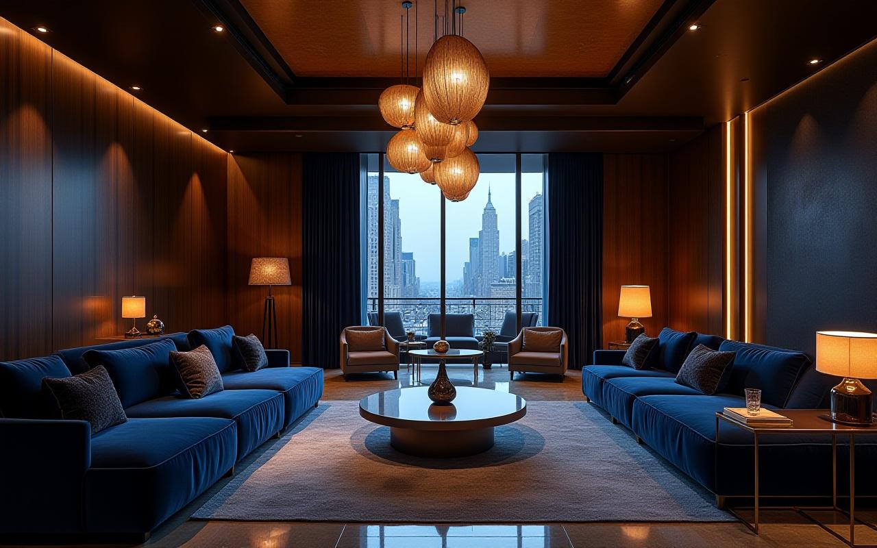 Bespoke hotel lobby designed by Nimbus Nest with luxury seating and ambient lighting